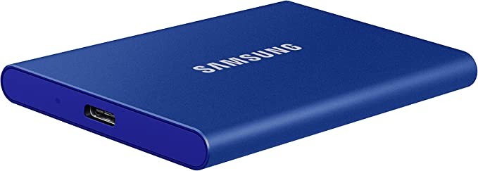 SAMSUNG Samsung T7 Portable SSD - 1 TB - USB 3.2 Gen.2 External SSD, Indigo Blue (MU-PC1T0H/WW)